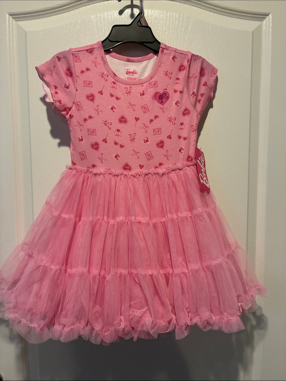 Barbie Pink Tiered Tulle Girls Dress size 6/7